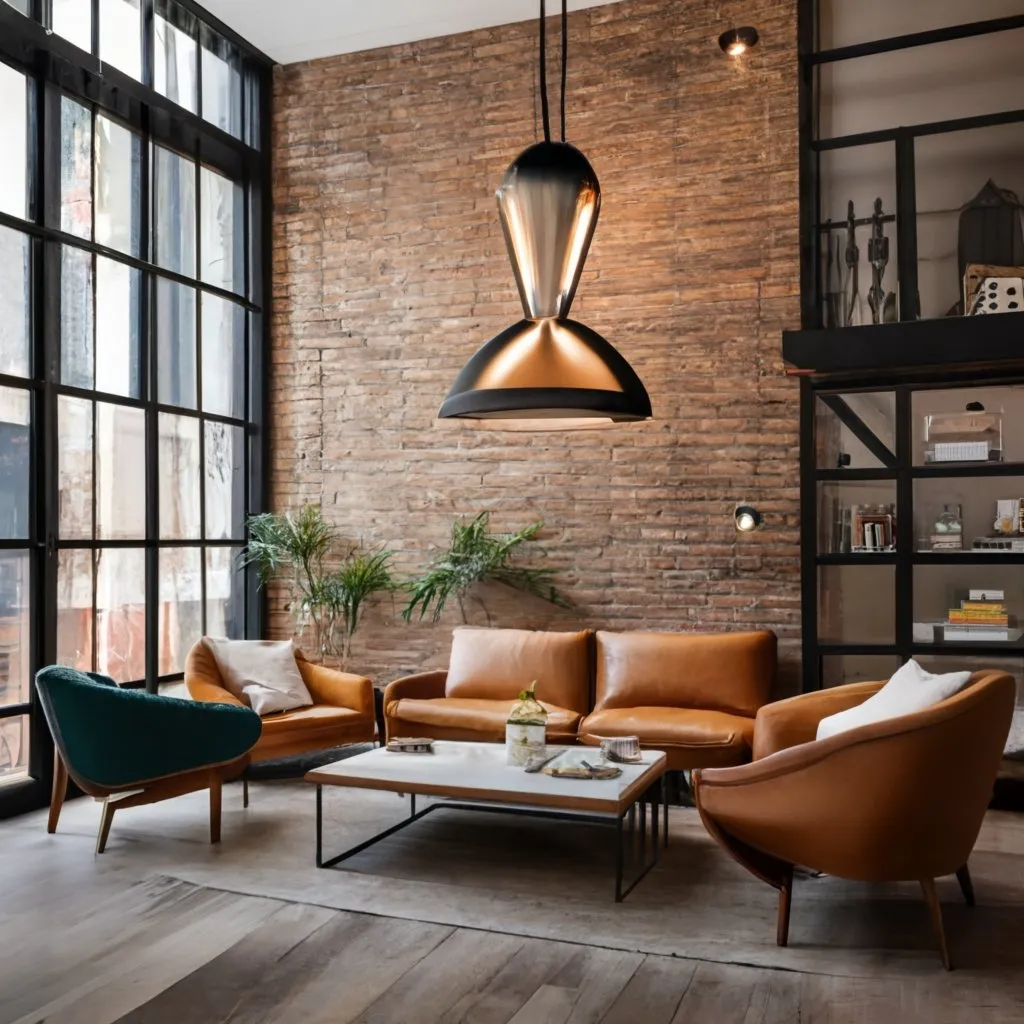 Sala montada no estilo dos Móveis Industriais